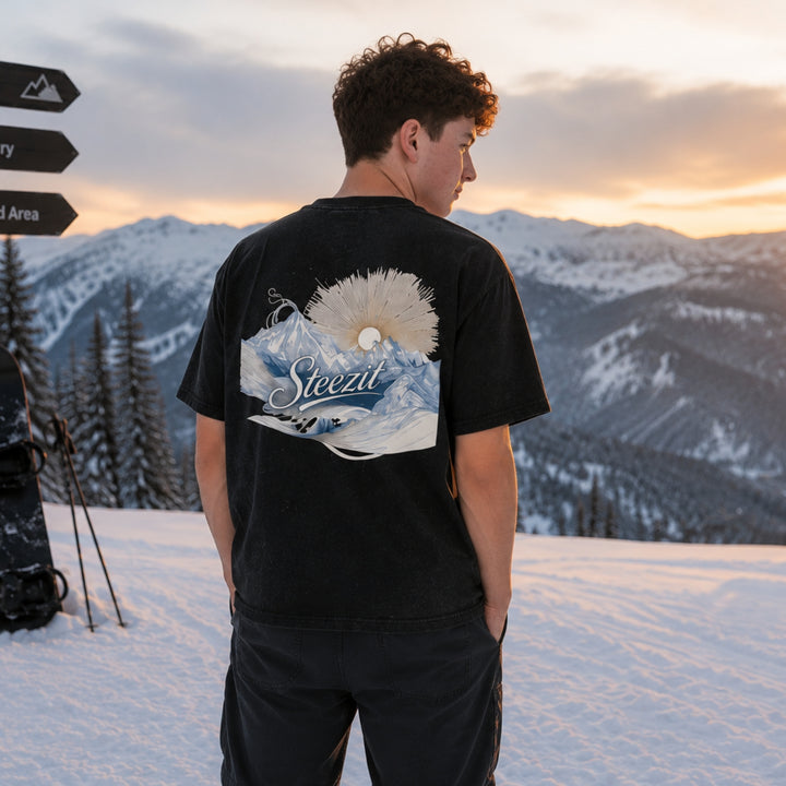T-shirt haut de gamme - Oversize en coton délavé « à la neige »